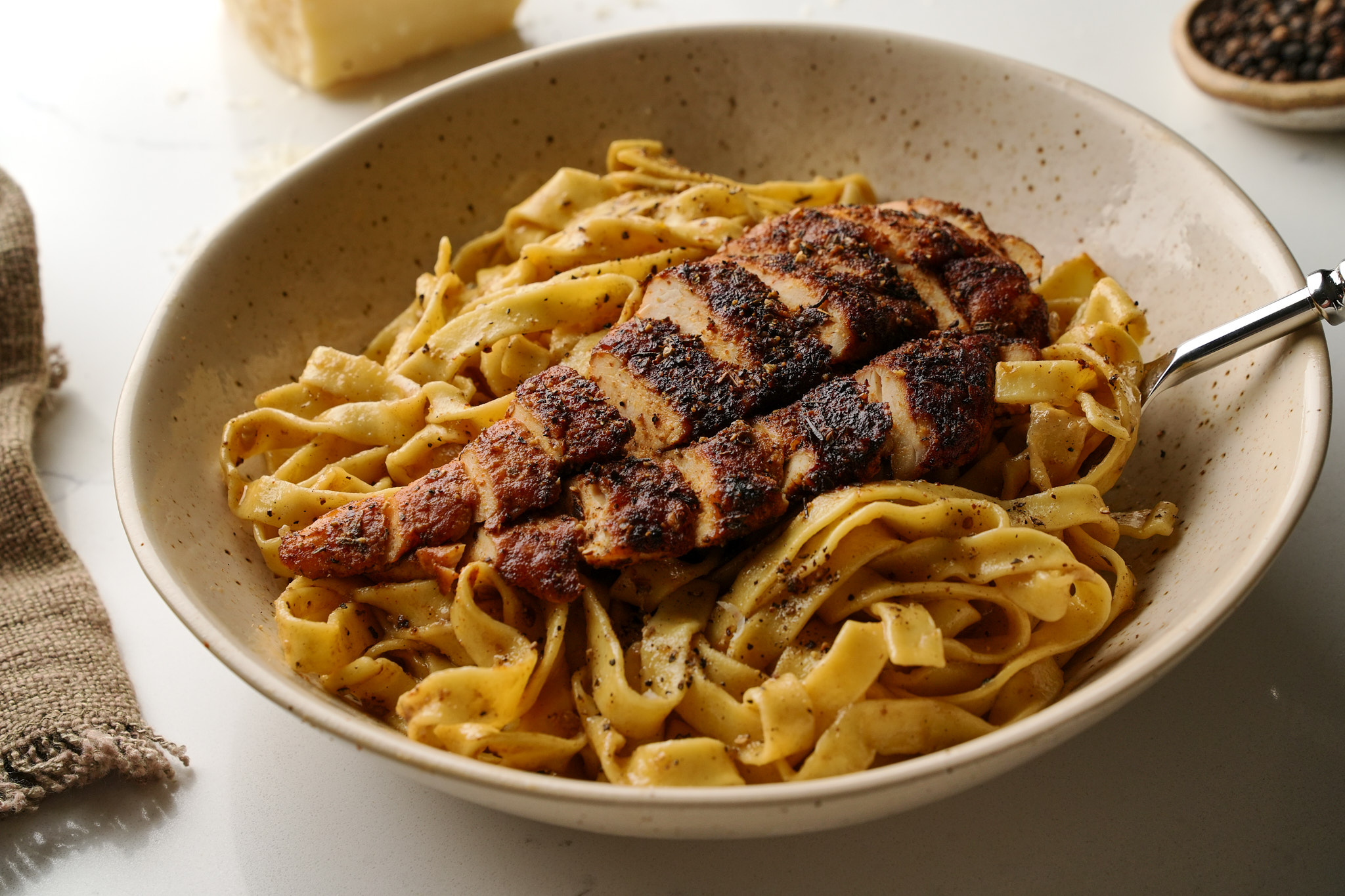 Blackened Chicken Fettuccine Alfredo