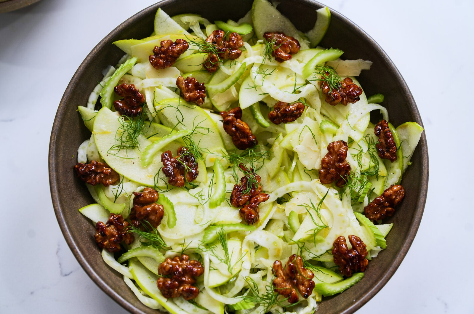 Fennel Apple Salad with Candied Walnuts & Shaved Parmesan