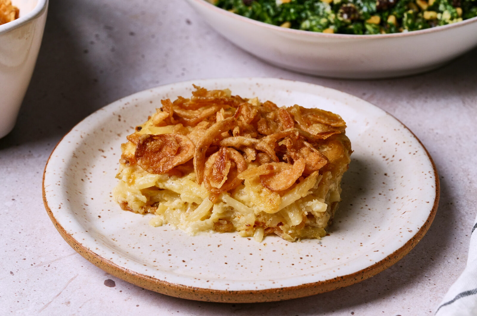 Cheesy Hashbrown Casserole With Crispy Fried Onions