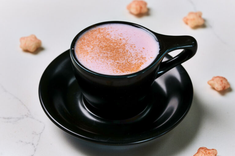 Babyccino (Café Steamer) with Beetroot Powder
